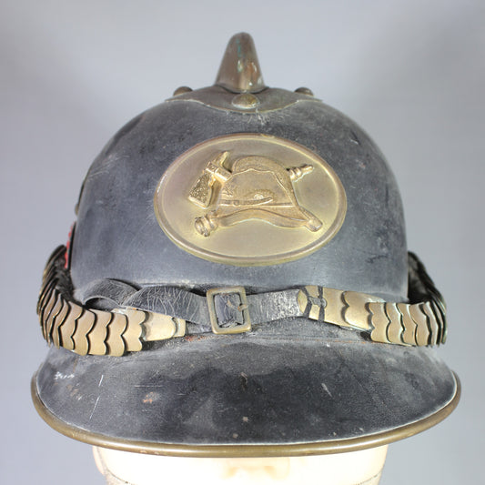 Antique Danish Fire Helmet, Aarhus, Denmark Fire Department, 1955