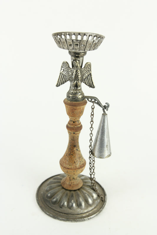 Cast Metal and Wood American Eagle Candle Stand with Snuffer