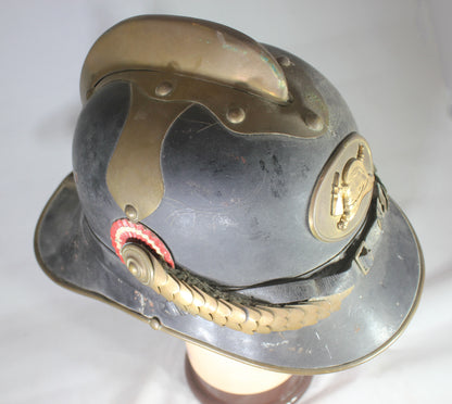 Antique Danish Fire Helmet, Aarhus, Denmark Fire Department, 1955