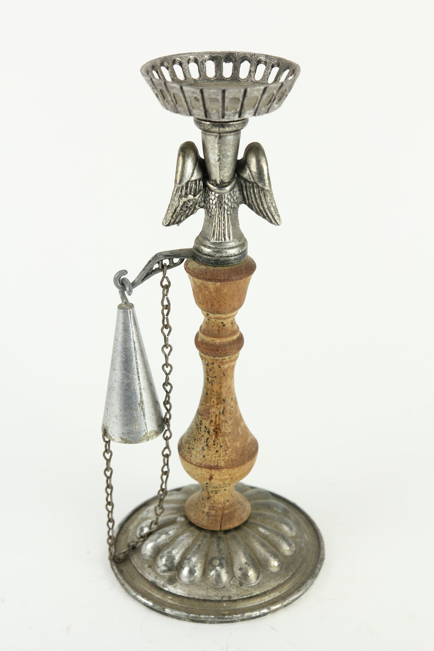 Cast Metal and Wood American Eagle Candle Stand with Snuffer