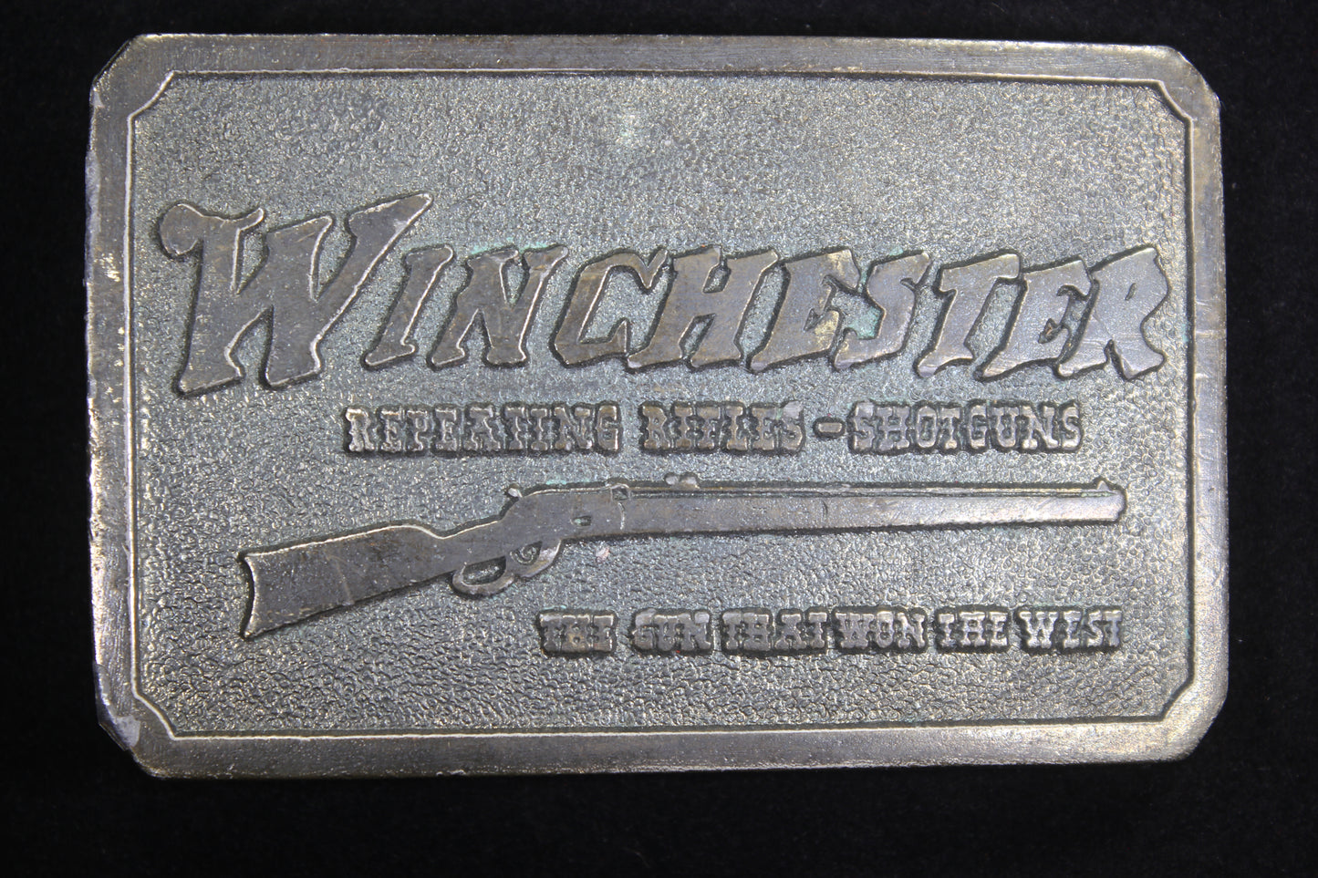 Winchester Repeating Arms Solid Brass Belt Buckle, by Wyoming Studio Art Works 1978