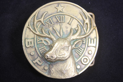 Benevolent and Protective Order of Elks (Elks Club) Solid Brass Belt Buckle, by Baron, 1978