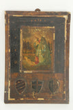 Antique Wood Panel Religious Icon Wall Hanger of Mother and Child - 7.5 x 10.5"