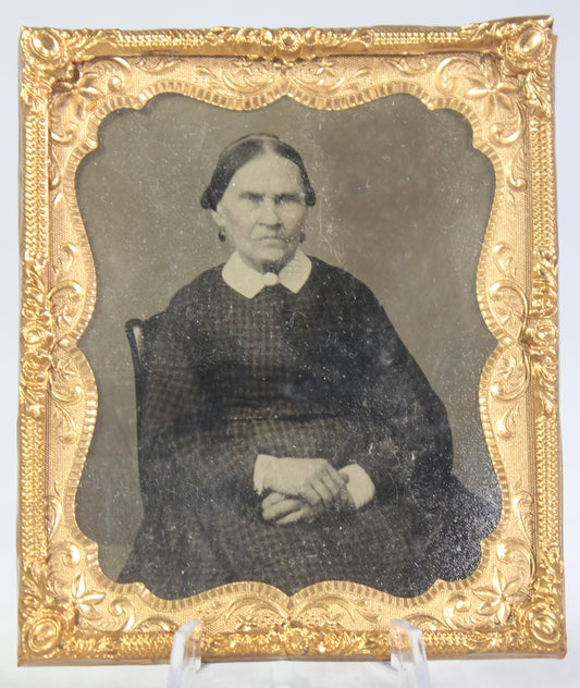 Framed Tintype Photograph of a Scowling Older Woman