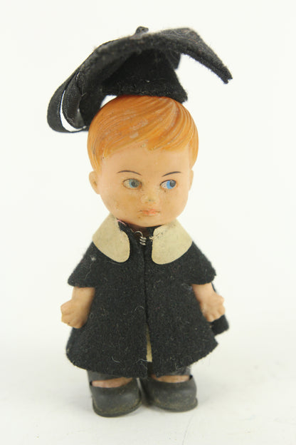 Mini Rubber Graduation Boy Doll, Made in Hong Kong, 4"