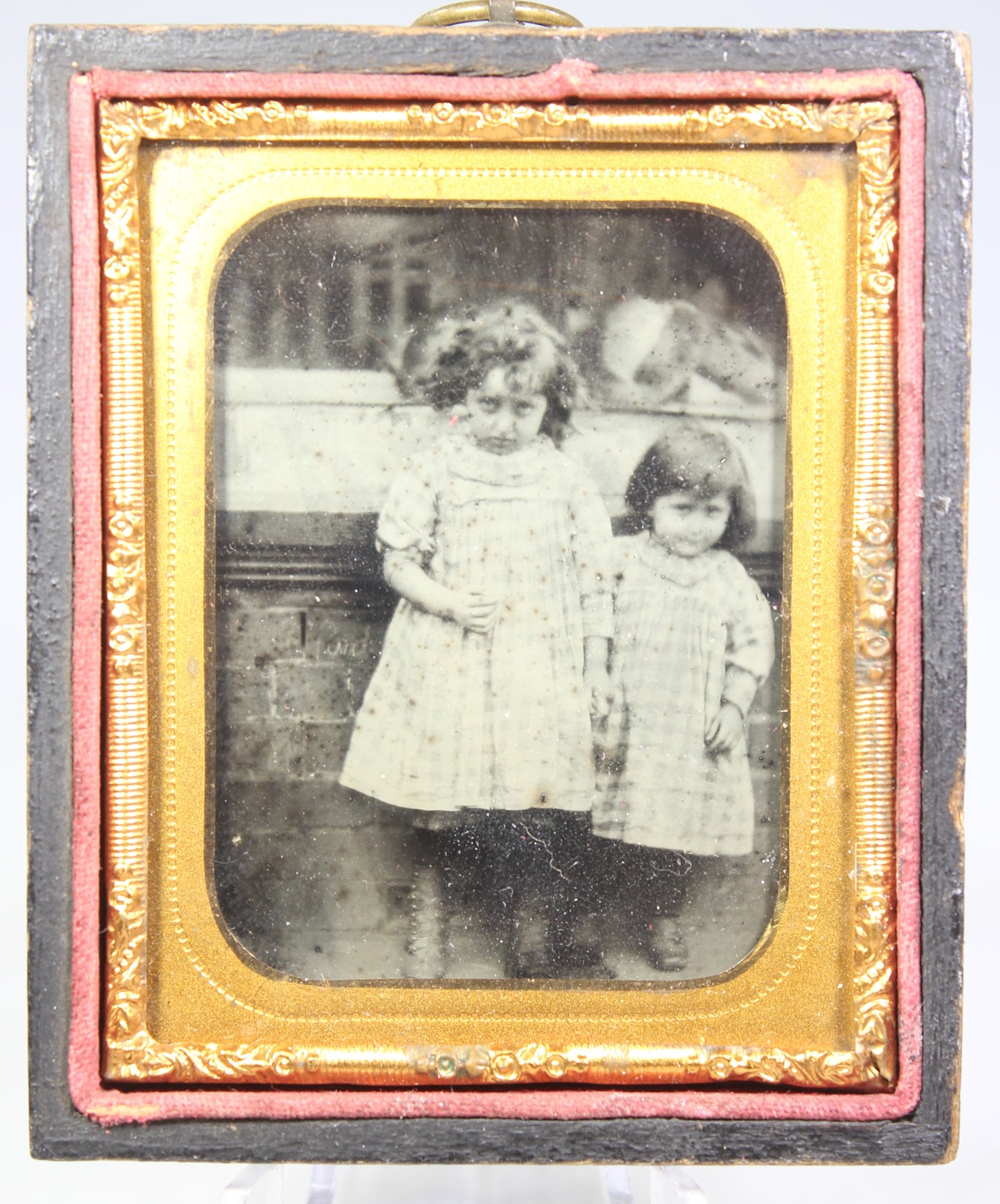 Ambrotype Photograph of Young Siblings Holding Hands in Case
