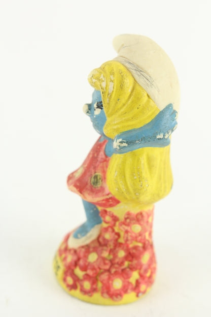 Smurfette Smurfs Rubber Toy Statue, Copyright Peyo 1982, 5.5"