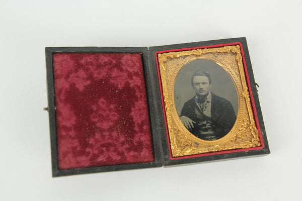 Ambrotype Photograph of a Handsome Young Man in Full Intact Case
