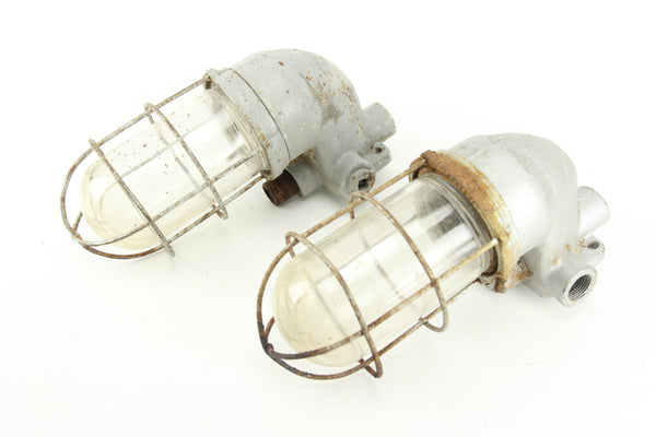 Benjamin Vapolet Industrial Caged Light Fixtures, Pair