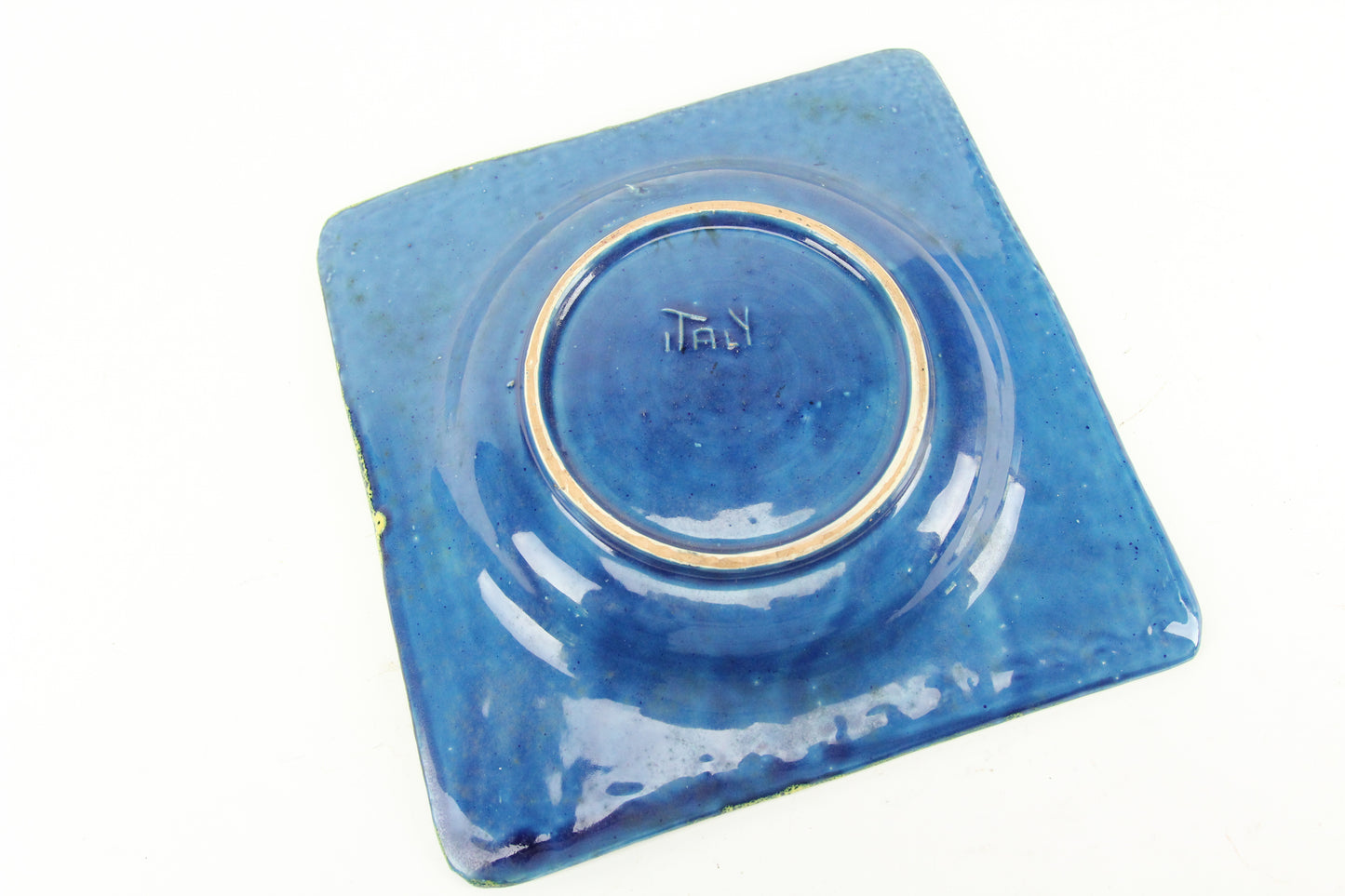 Mid-Century Over-Sized Blue Ceramic Cigar and Cigarette Ashtray, Made in Italy