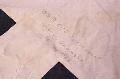 Nazi Swastika Flag Signed by US Army 89th CIC Detachment, Gotha, Germany, 1945