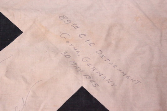 Nazi Swastika Flag Signed by US Army 89th CIC Detachment, Gotha, Germany, 1945