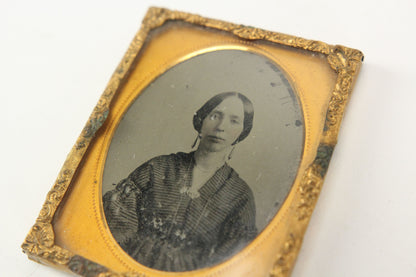 Ambrotype Photograph of a Pretty Young Woman Wearing Earrings (1/9 Plate)