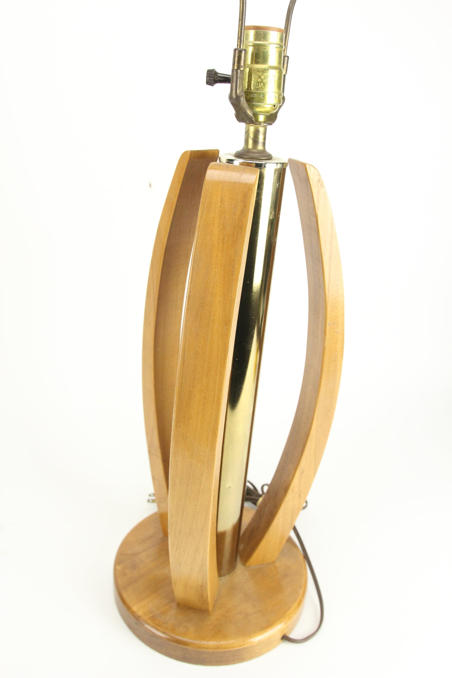 MId-Century Modern Wood and Brass Lamp