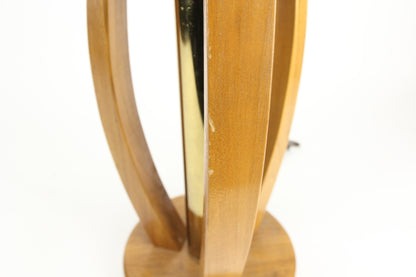 MId-Century Modern Wood and Brass Lamp