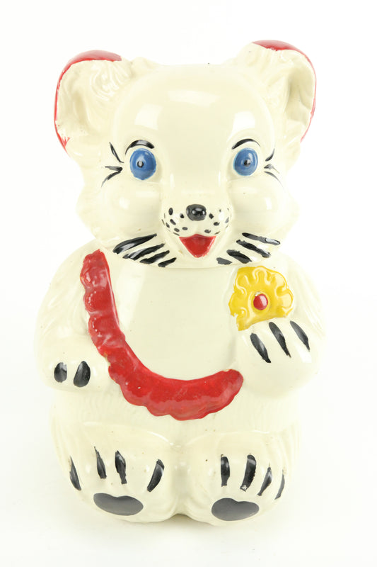 Royal Ware Teddy Bear Painted Ceramic Cookie Jar, 1940s