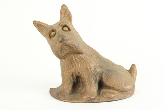 Gold Painted Cast Iron Scottie Dog Bookend Doorstop