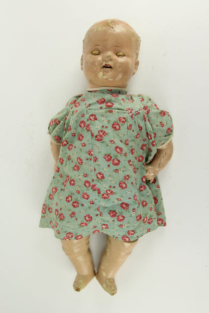 Antique Composition Baby Doll with Moving Blue Eyes, 21"