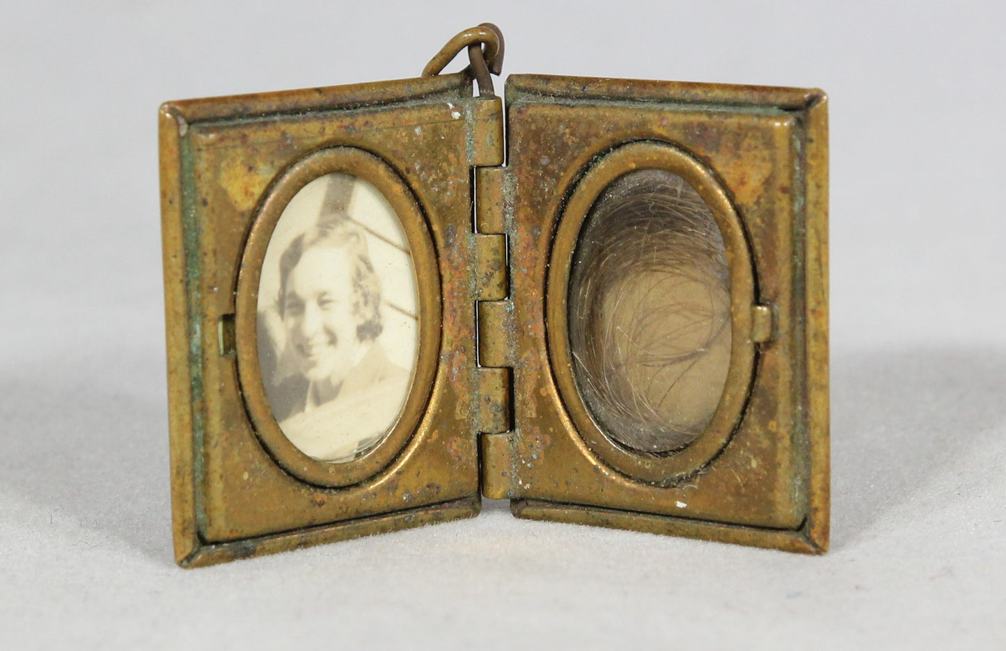 Brass Mourning Locket with Human Hair
