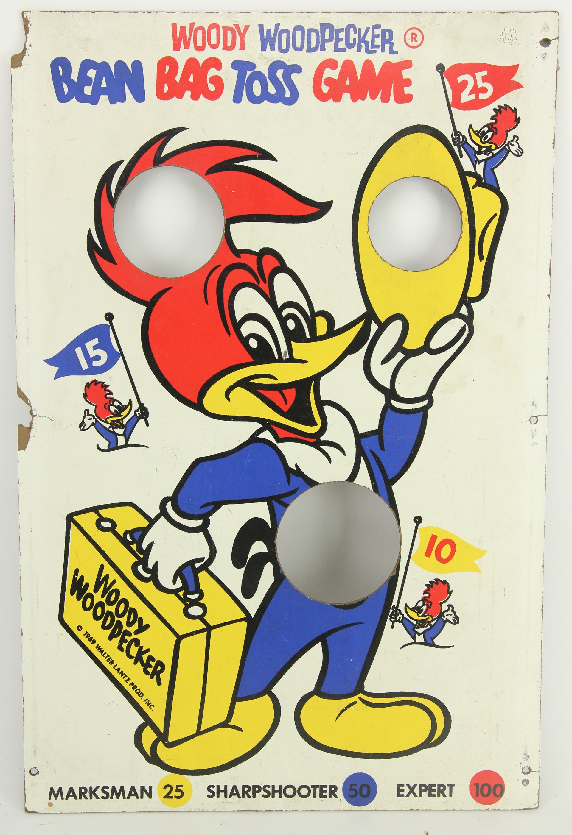 Woody Woodpecker Bean Bag Toss Game Masonite Panel, 1969 - 16 x 24