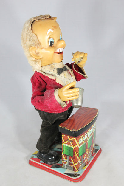 Bartender Battery Operated Tin-Lithograph Toy, Made in Japan