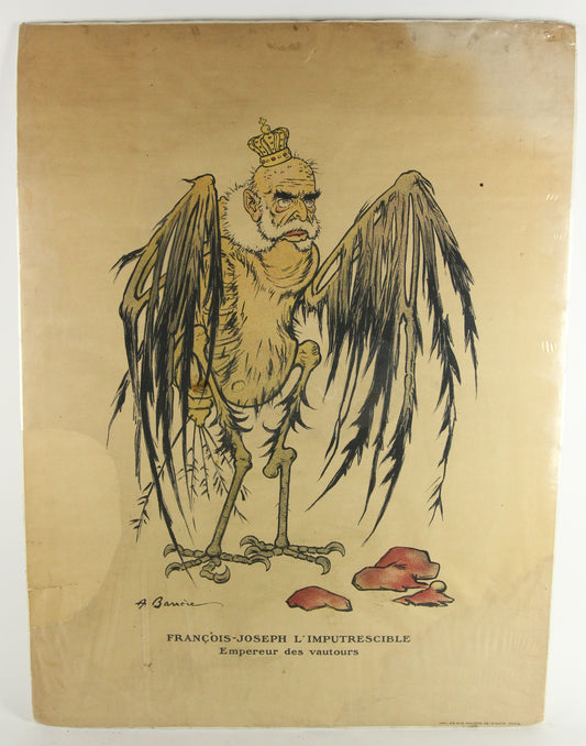 Francois-Joseph "Emperor of the Vultures" WWI French Poster - 23.5 x 31.5"