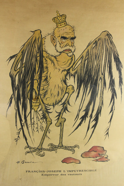 Francois-Joseph "Emperor of the Vultures" WWI French Poster - 23.5 x 31.5"