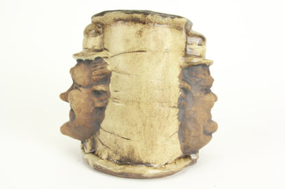 Jim Rumph Laurel and Hardy Two-Faced Tankard Ceramic Pottery Mug, 1971