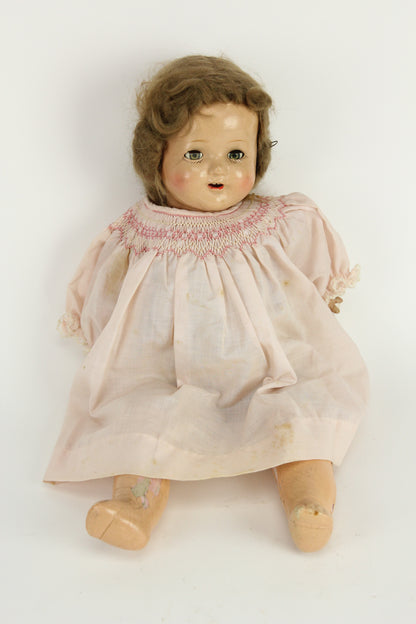 Antique American Character Co. Composition Doll with Wig and Sleep Eyes, 16"