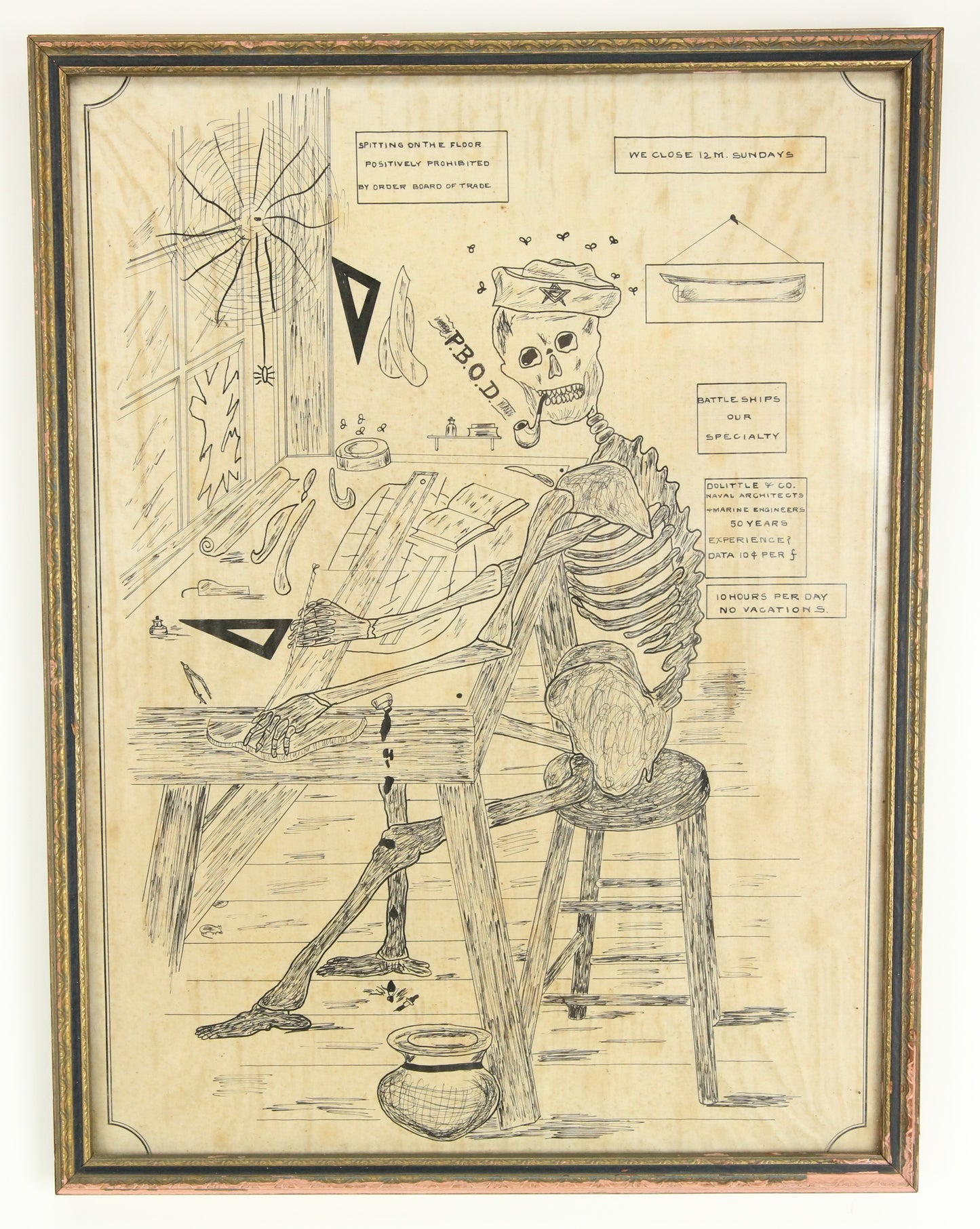 Skeleton Drawing by Elsie O. Horsman, Fore River Shipyard, Quincy, MA 1905