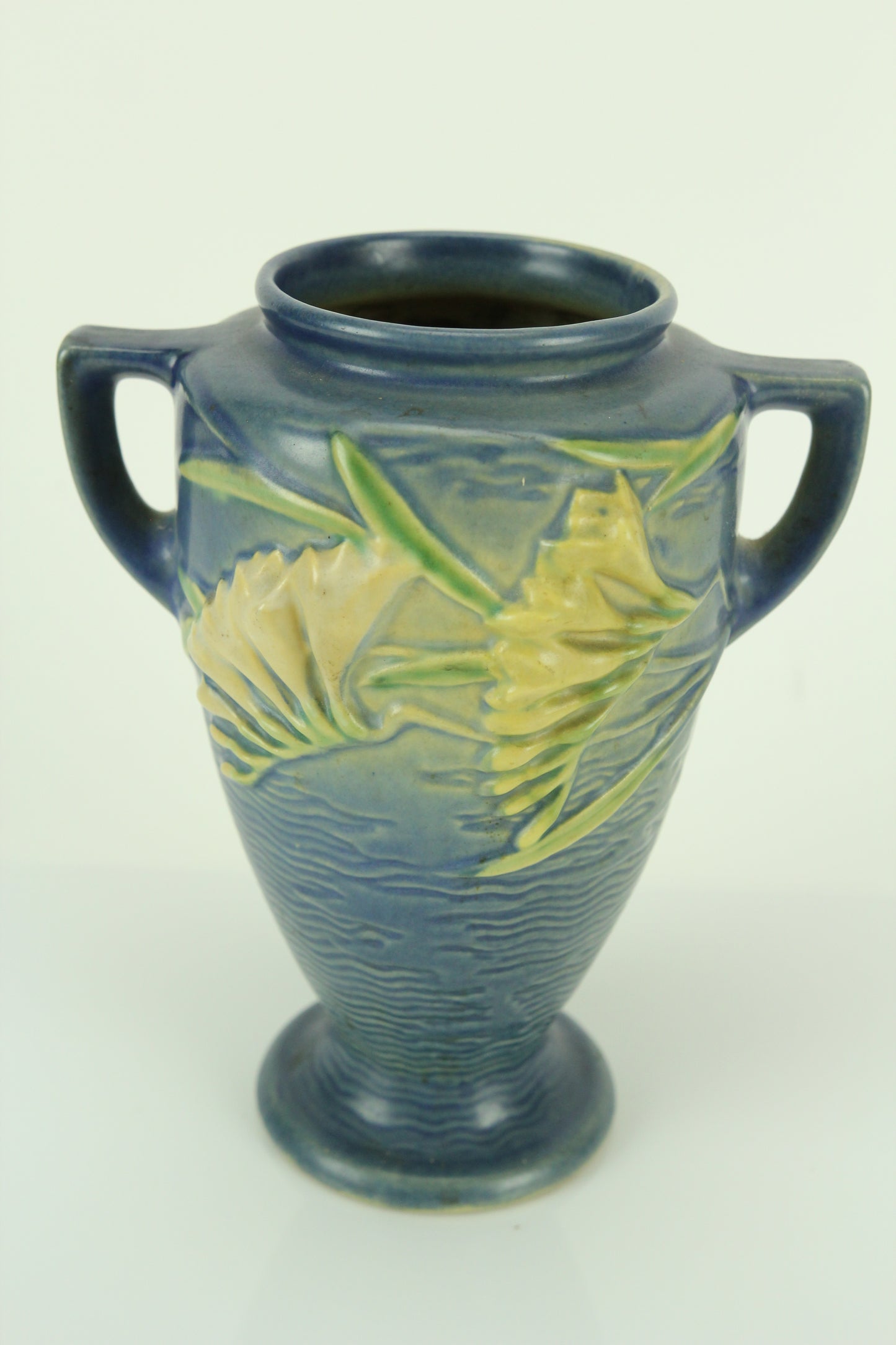 Roseville Pottery 121-8" USA Freesia Blue Vase