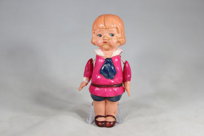 Handpainted Celluloid School Boy Kewpie Doll Made in Japan, 5"