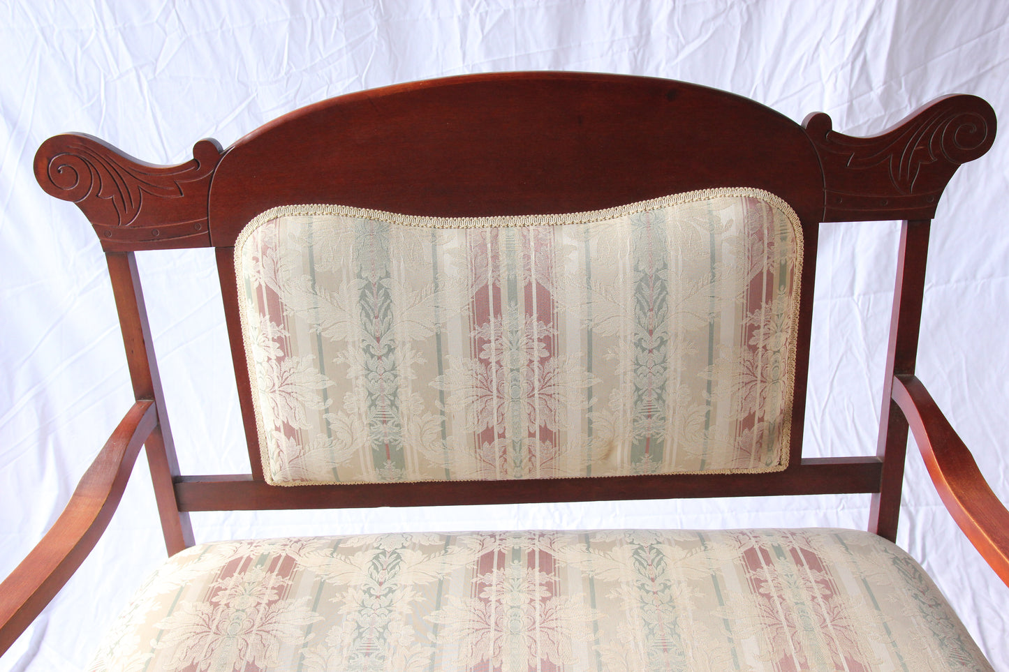 Antique Deco Settee and Chair Set with Contemporary Upholstery