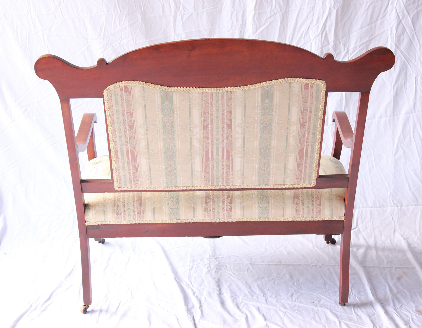 Antique Deco Settee and Chair Set with Contemporary Upholstery