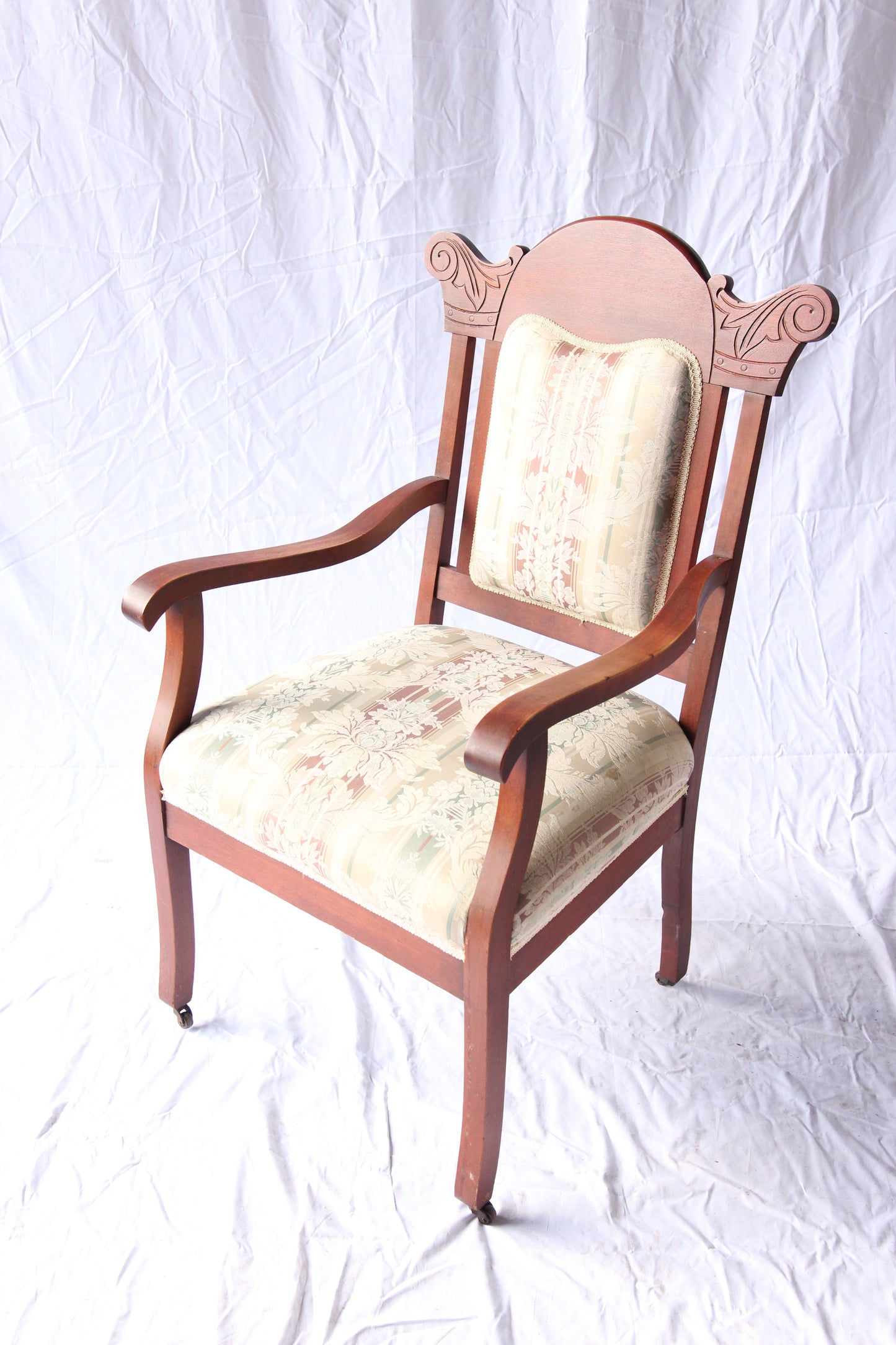 Antique Deco Settee and Chair Set with Contemporary Upholstery