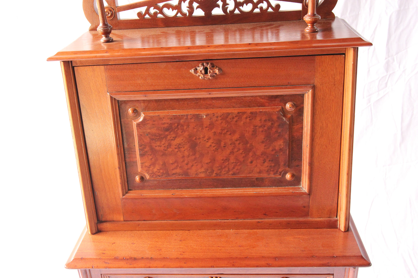 Victorian Ladies Drop Down Secretary Writing Desk with What-Not Shelf