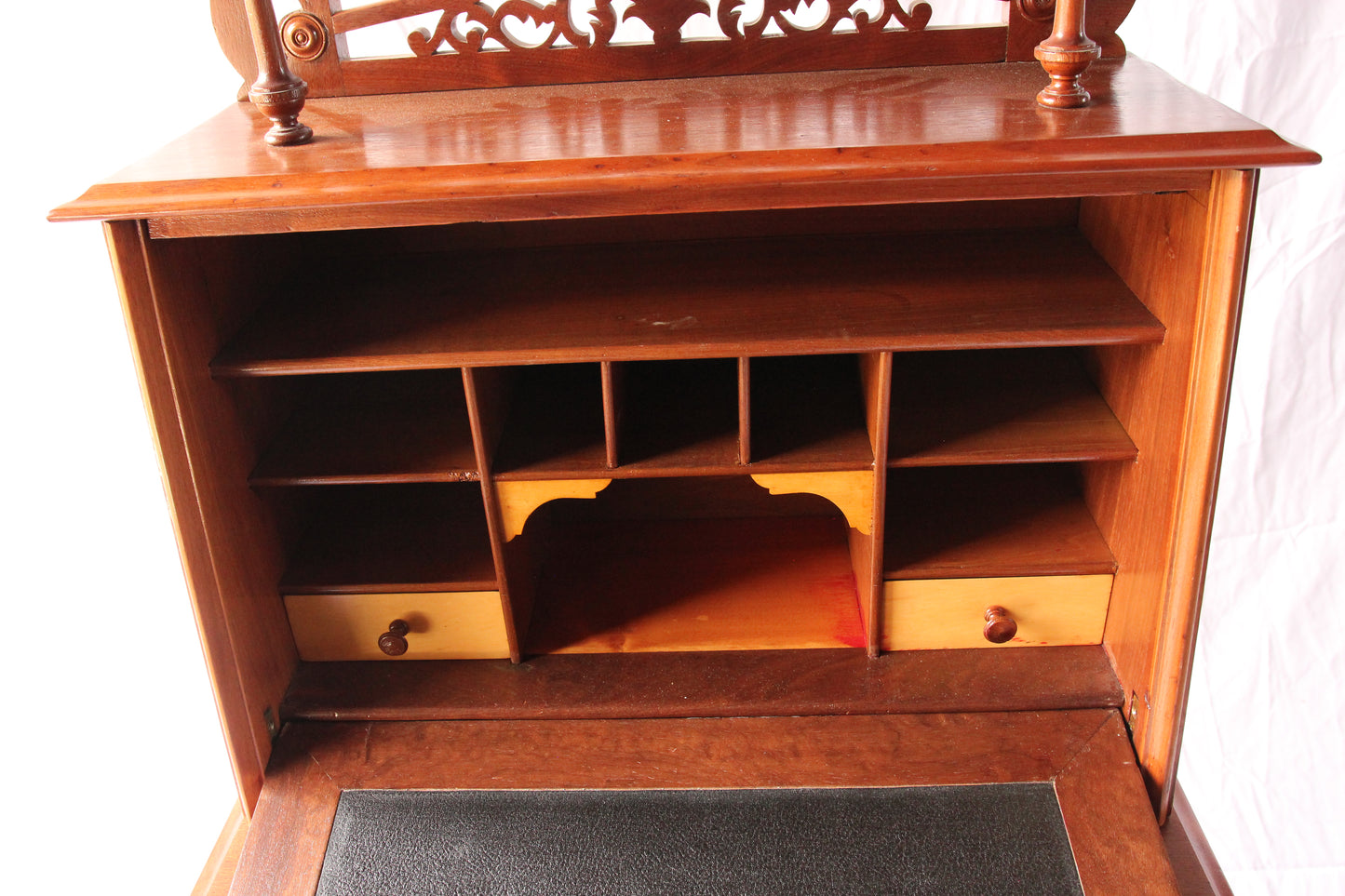 Victorian Ladies Drop Down Secretary Writing Desk with What-Not Shelf