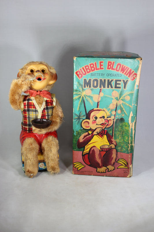 Bubble Blowing Monkey with Lighted Eyes Battery Operated Toy in Original Box