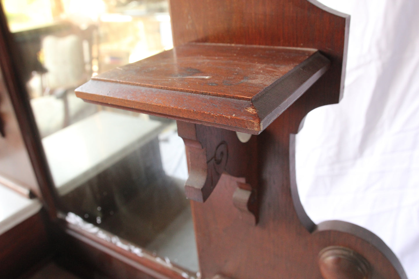 Victorian Marble-Top Drop-Well Dresser with Mirror and Key