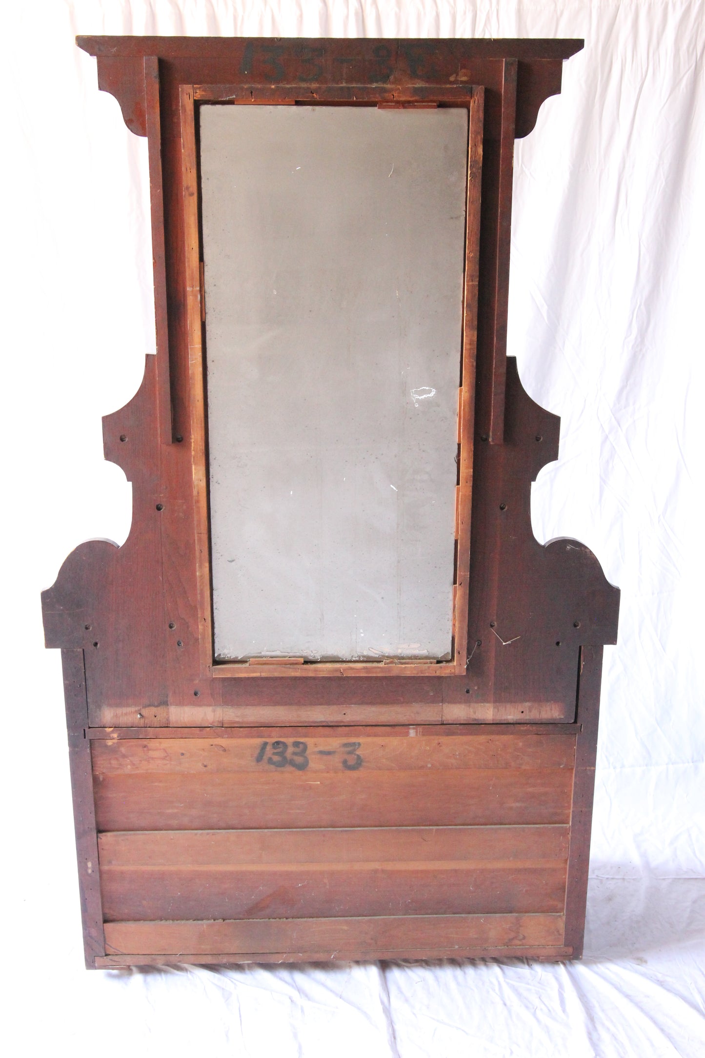 Victorian Marble-Top Drop-Well Dresser with Mirror and Key