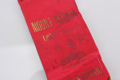 Mount Vernon Lodge 186, West Medford, MA Antique Odd Fellows Ribbon