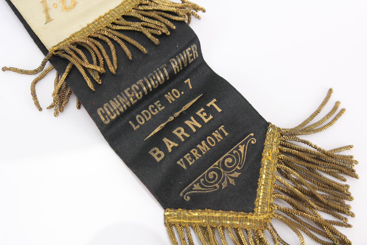 Connecticut River Lodge No. 7, Barnet, Vermont Antique Odd Fellows Ribbon