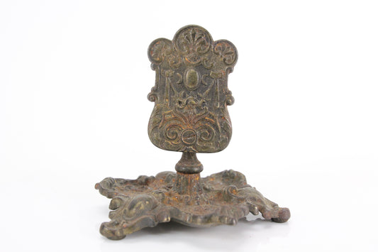 Ornate Art Nouveau Victorian Bronzed Cast Iron Matchbook Holder and Ashtray