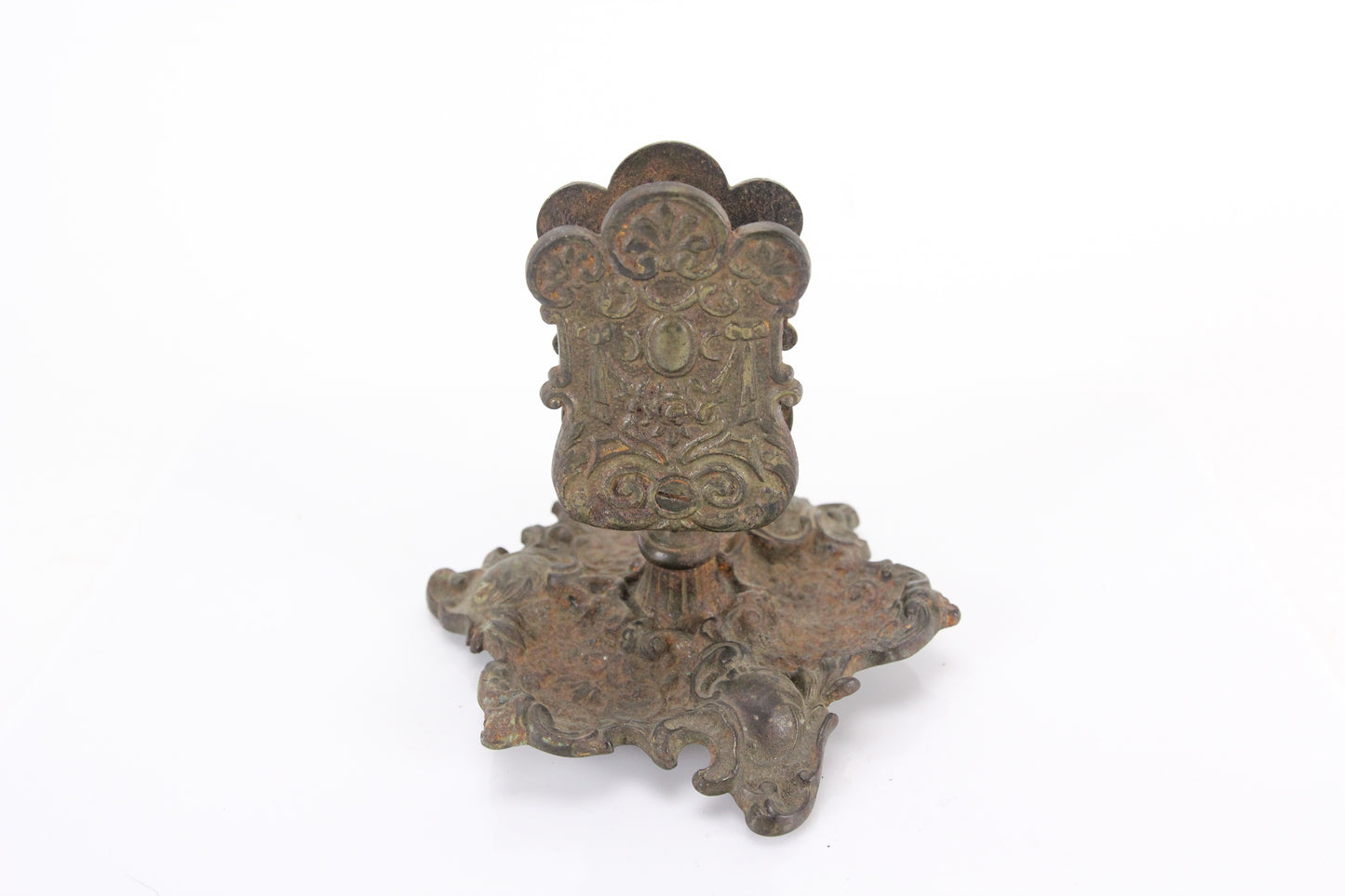 Ornate Art Nouveau Victorian Bronzed Cast Iron Matchbook Holder and Ashtray