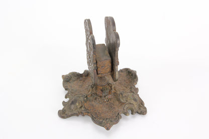 Ornate Art Nouveau Victorian Bronzed Cast Iron Matchbook Holder and Ashtray