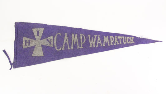 Camp Wampatuck, South Hanson, Massachusetts Vintage Felt Pennant - 28"