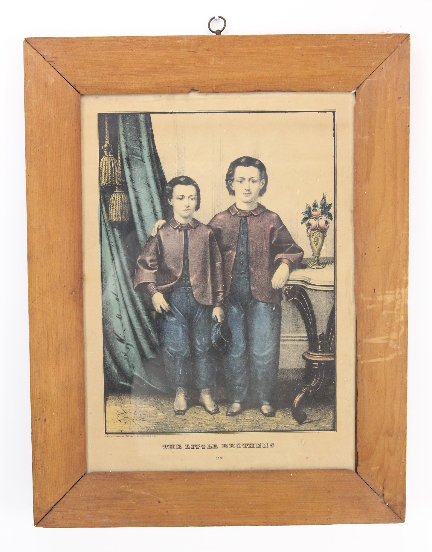 Framed Kellogg Brothers Lithograph Print "The Little Brothers" - 13.5 x 17.5"