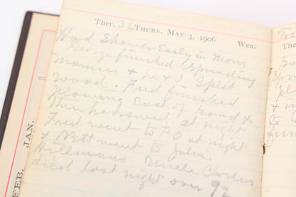 Handwritten 1906 Diary Journal of John E. Bowen, Adamsville, MA