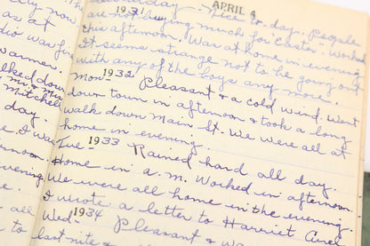 Depression Era 1931-1935 Five Year Diary Journal of Ethel G. Taylor, Keene, NH