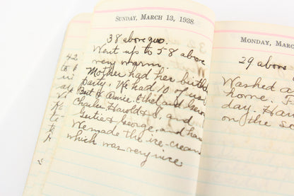 Handwritten 1938 Diary Journal of Unknown Individual, Likely from NH